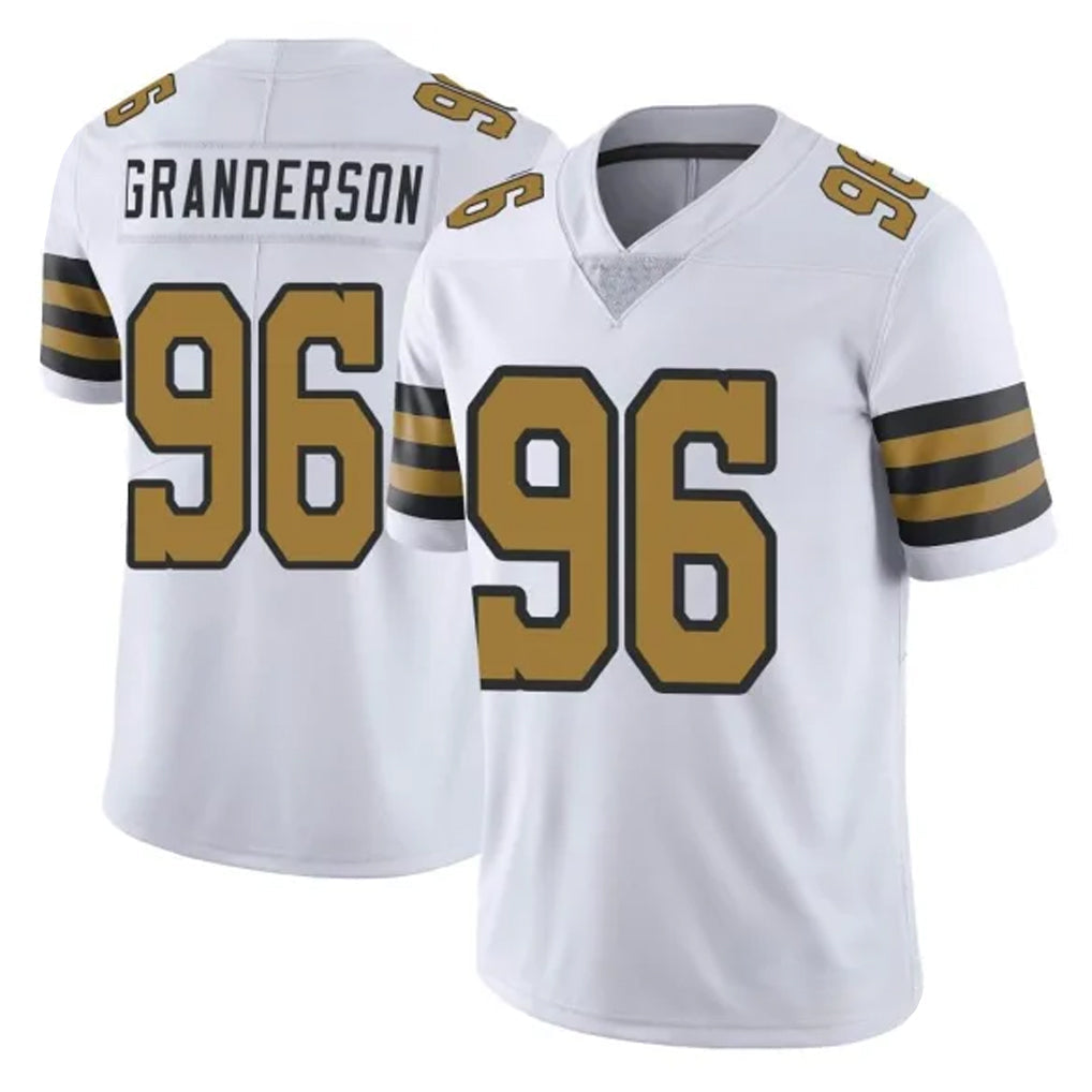 Odoa NO.Saints #96 Carl Granderson Player White Limited Color Rush Home Game Stitched Jerseys