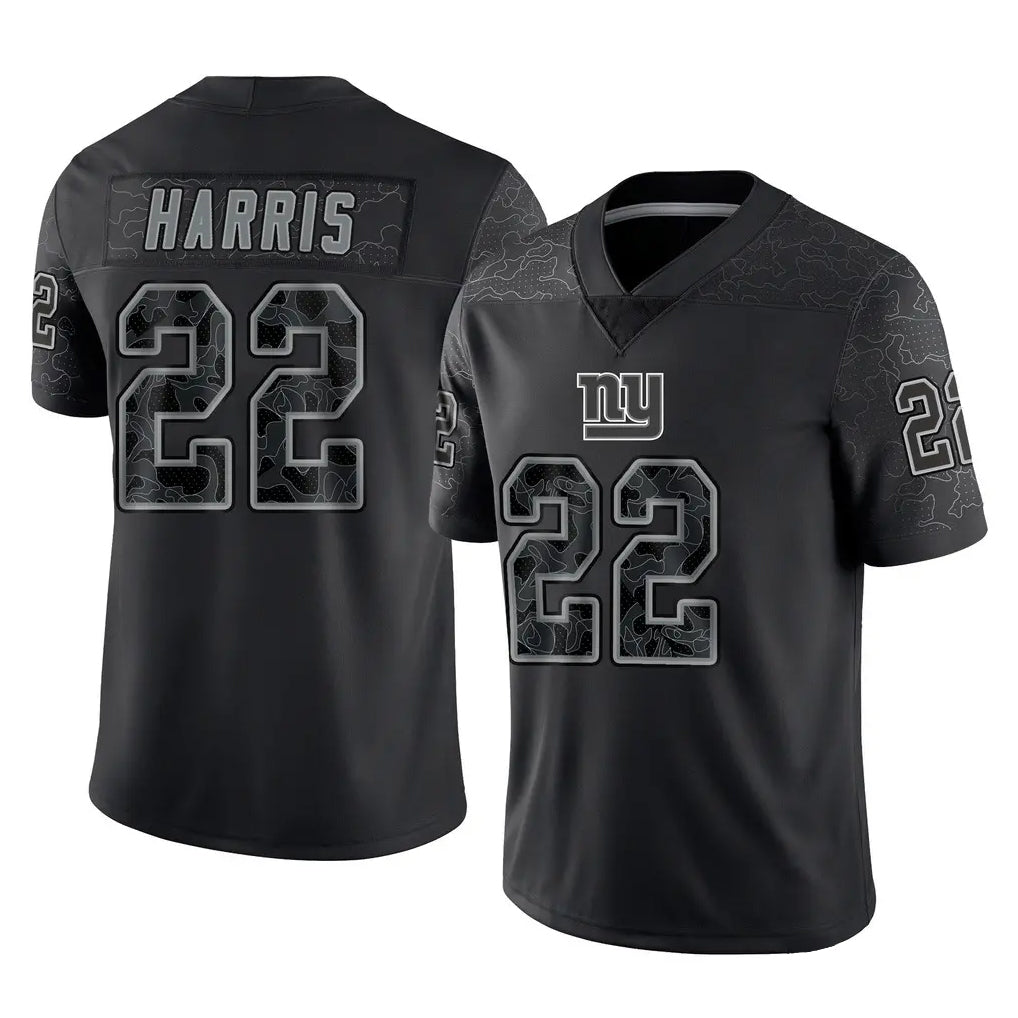 Odoa NY.Giants #22 Najee Harris Player Black Limited Reflective Home Game Stitched Jerseys
