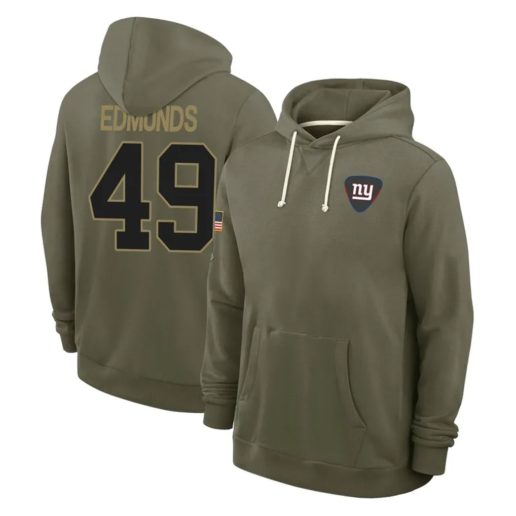 Odoa NY.Giants #49 Tremaine Edmunds Player Olive Salute to Service Pullover Hoodies Limited Stitched Jerseys