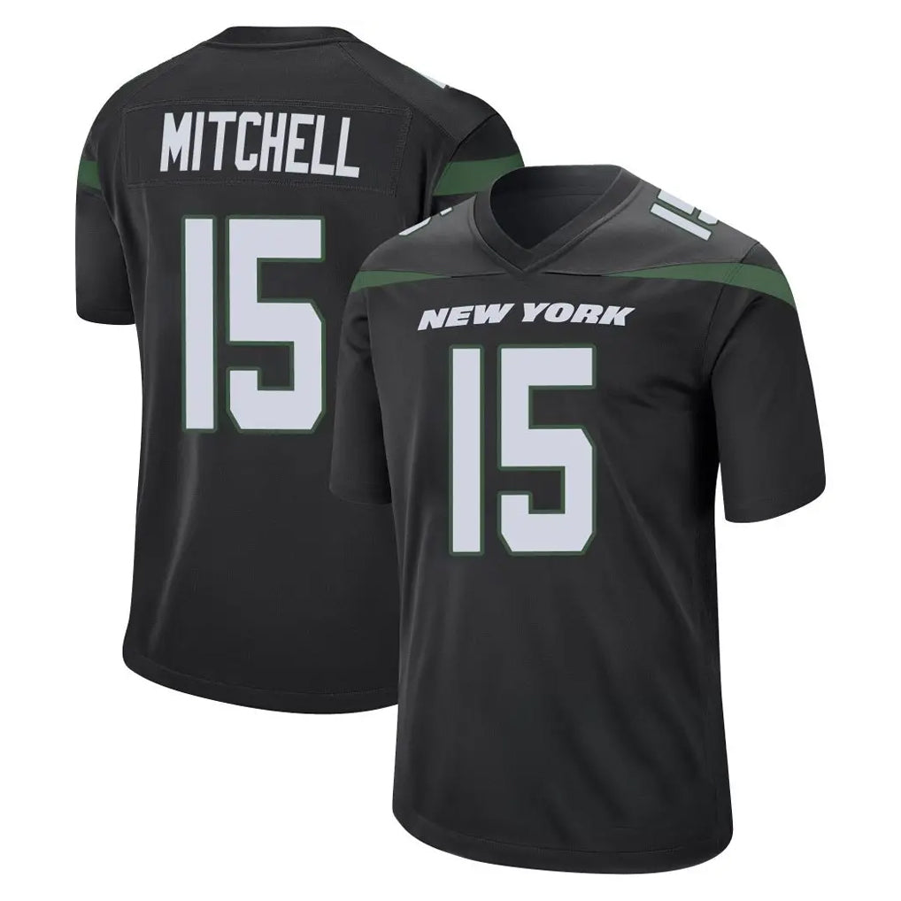 Odoa NY.Jets #15 Adonai Mitchell Player Stealth Black Home Game Stitched Jerseys