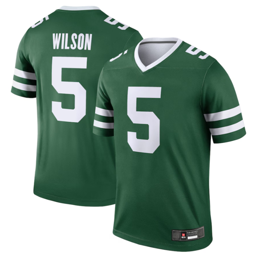 Odoa NY.Jets #5 Garrett Wilson Legacy Green Legend Jersey Stitched American Stitched Jersey