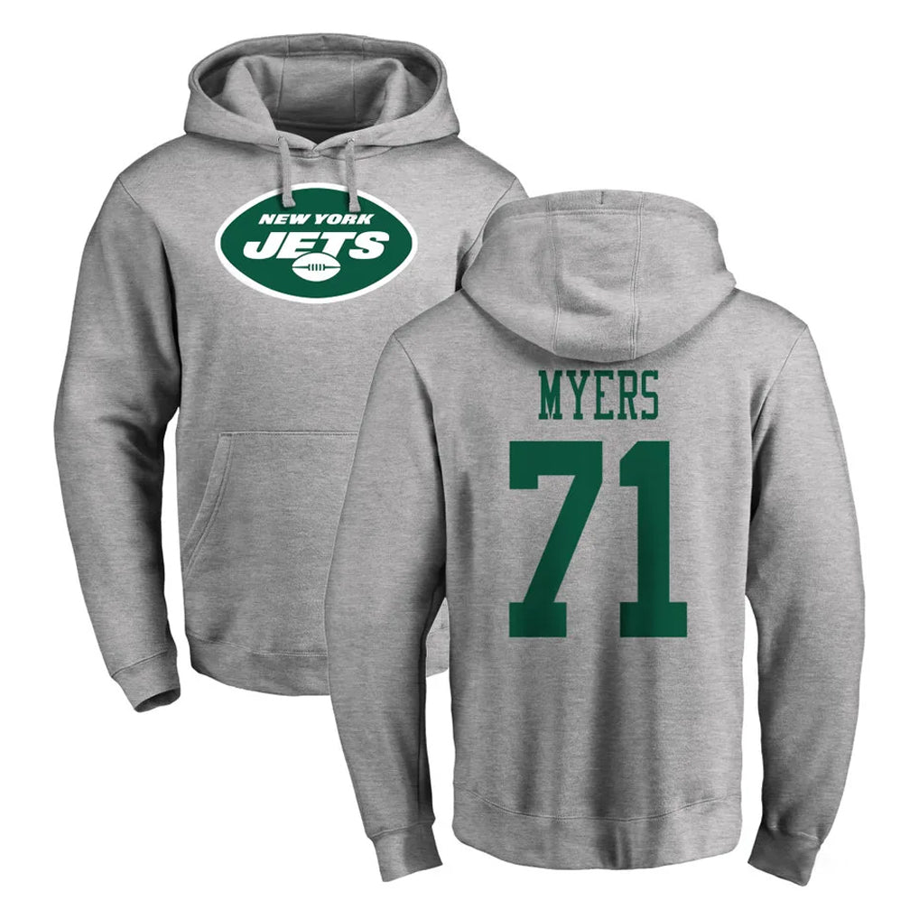 Odoa NY.Jets #71 Josh Myers Player Gray LOGO Pullover Hoodies Limited Game Stitched Jerseys
