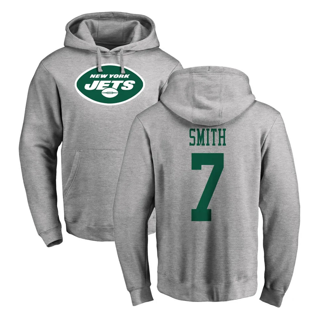 Odoa NY.Jets #7 Geno Smith Player Gray LOGO Pullover Hoodies Limited Game Stitched Jerseys