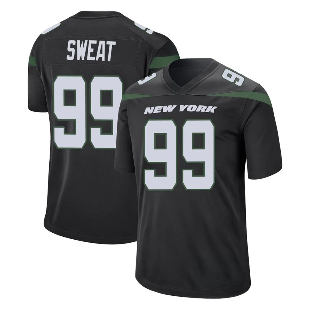 Odoa NY.Jets #99 T'Vondre Sweat Player Stealth Black Home Game Stitched Jerseys