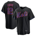 Odoa NY.Mets #12 Francisco Lindor Player Black Alternate Home Game Stitched Jerseys