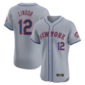 Odoa NY.Mets #12 Francisco Lindor Player Gray Road Limited Elite Home Stitched Jerseys