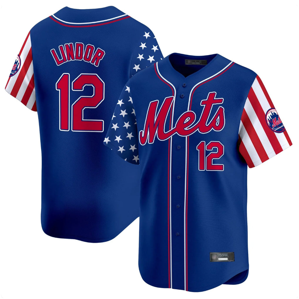 Odoa NY.Mets #12 Francisco Lindor Player Royal 2025 Independence Day Vapor Premier Limited  Stitched Jerseys