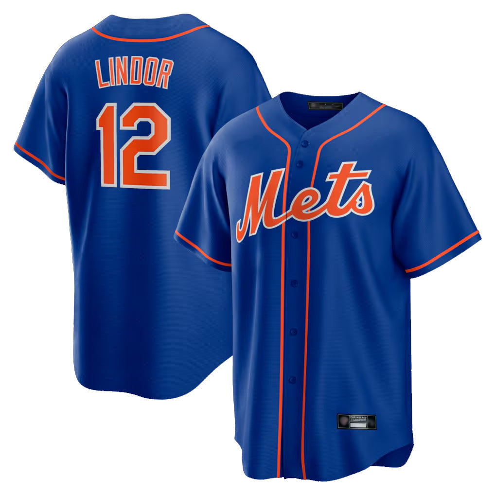 Odoa NY.Mets #12 Francisco Lindor Player Royal Home Game Stitched Jerseys