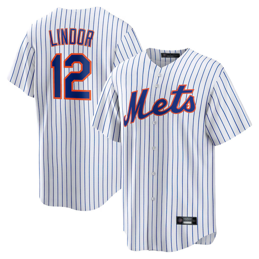 Odoa NY.Mets #12 Francisco Lindor Player White Home Game Stitched Jerseys