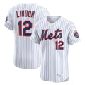 Odoa NY.Mets #12 Francisco Lindor Player White Home Limited Elite Stitched Jerseys