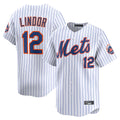 Odoa NY.Mets #12 Francisco Lindor Player White Home Limited Stitched Jerseys