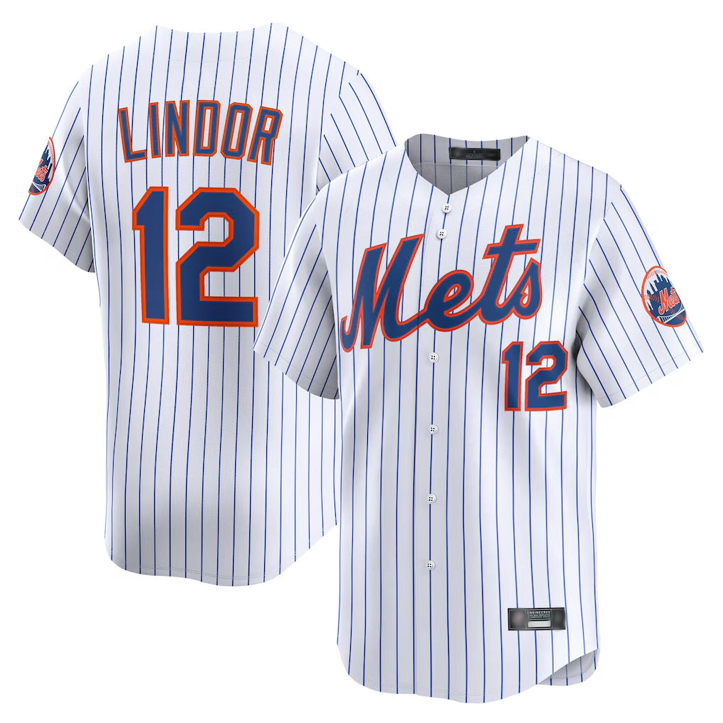 Odoa NY.Mets #12 Francisco Lindor Player White Home Limited Stitched Jerseys