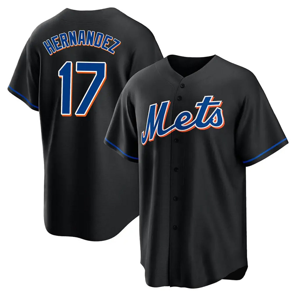Odoa NY.Mets #17 Keith Hernandez Player Black Replica Home Game Stitched Jerseys