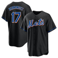 Odoa NY.Mets #17 Keith Hernandez Player Black Replica Home Game Stitched Jerseys