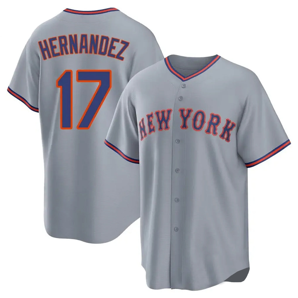 Odoa NY.Mets #17 Keith Hernandez Player Gray Road Home Game Stitched Jerseys
