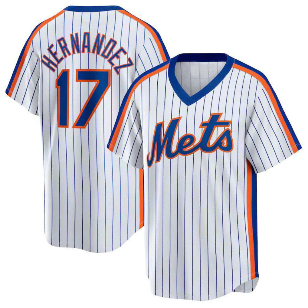 Odoa NY.Mets #17 Keith Hernandez Player White Cooperstown Collection T-shirt Home Stitched Jerseys