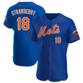 Odoa NY.Mets #18 Darryl Strawberry Player Royal Limited Elite Home Stitched Jerseys