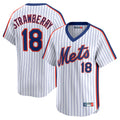 Odoa NY.Mets #18 Darryl Strawberry Player White Cooperstown Collection T-shirt Game Stitched Jerseys