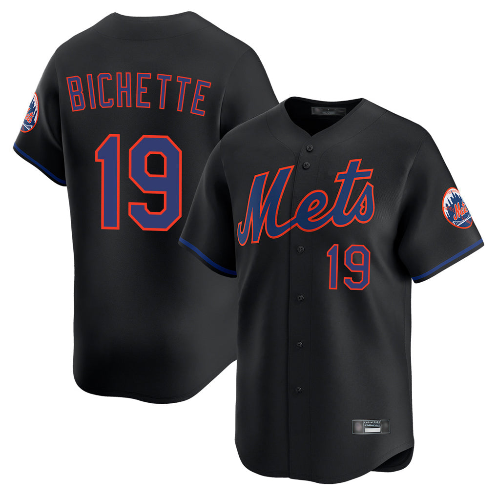 Odoa NY.Mets #19 Bo Bichette Player Black Alternate Home Limited Stitched Jerseys