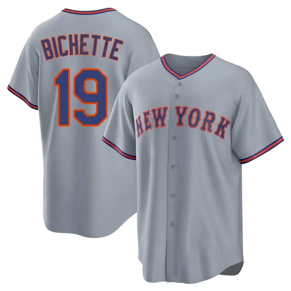 Odoa NY.Mets #19 Bo Bichette Player Gray Road Home Game Stitched Jerseys