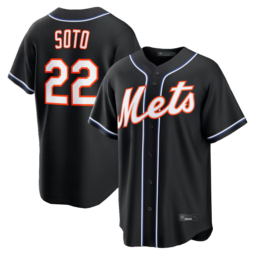 Odoa NY.Mets #22 Juan Soto Player Black Fashion Out Game Stitched Jerseys
