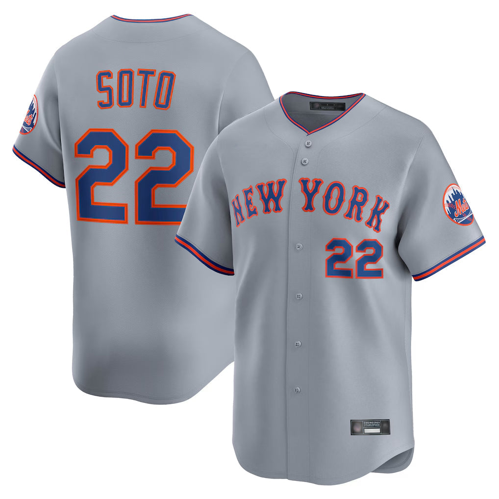 Odoa NY.Mets #22 Juan Soto Player Gray Road Limited Home Stitched Jerseys