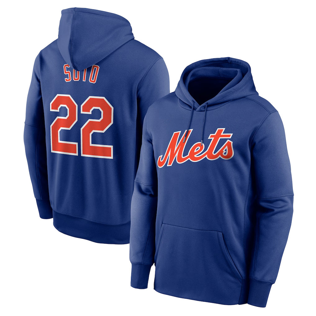 Odoa NY.Mets #22 Juan Soto Player Royal Club Pullover Hoodie Game Stitched Jerseys