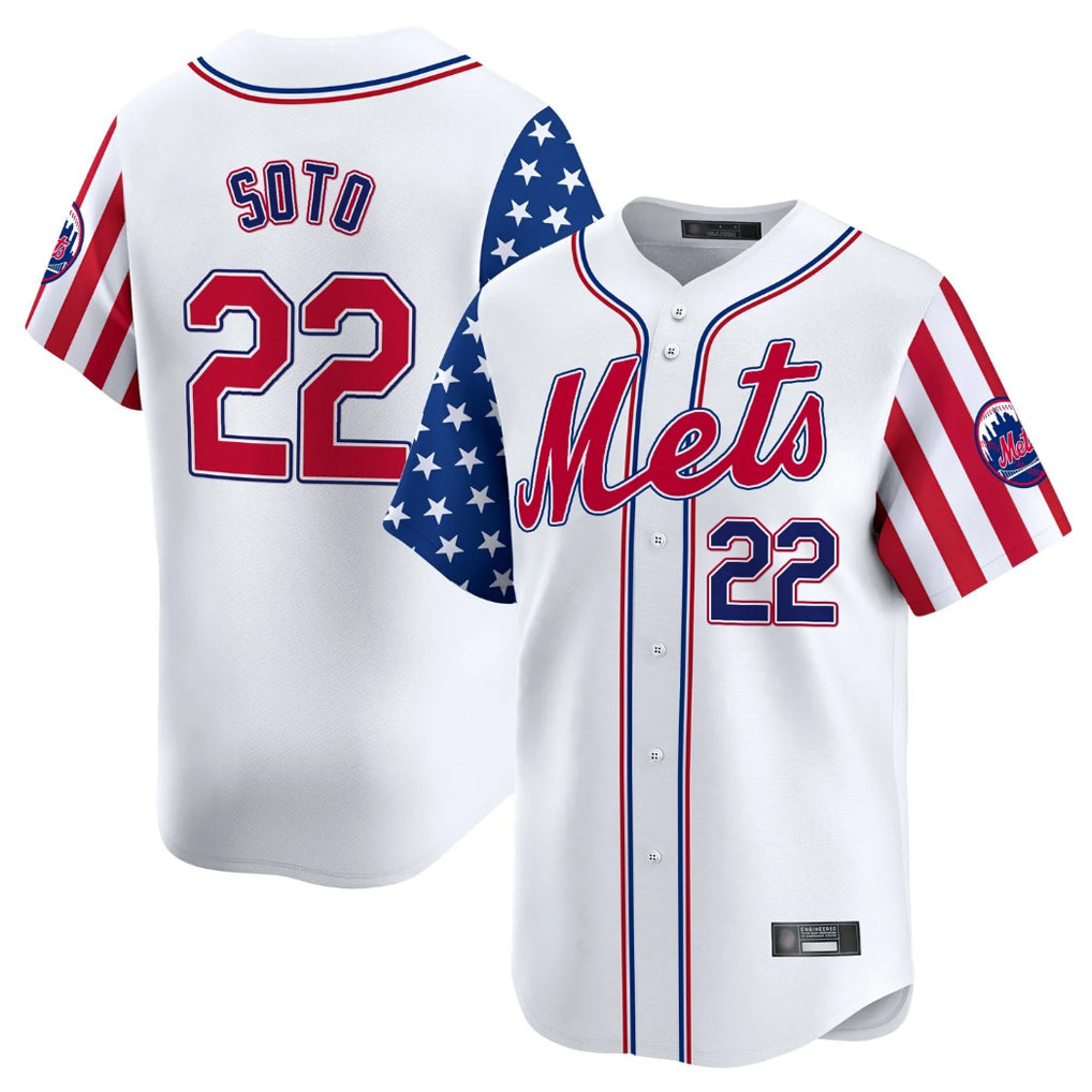 Odoa NY.Mets #22 Juan Soto Player White 2025 Independence Day Vapor Premier Limited  Stitched Jerseys