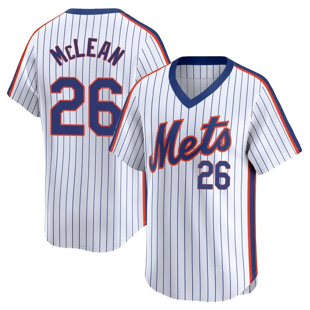 Odoa NY.Mets #26 Nolan McLean Player White Cooperstown Collection T-shirt Game Stitched Jerseys