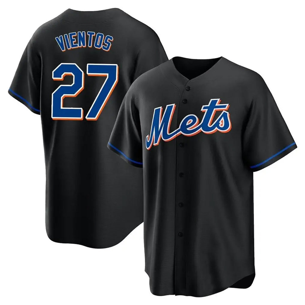 Odoa NY.Mets #27 Mark Vientos Player Black Replica Home Game Stitched Jerseys