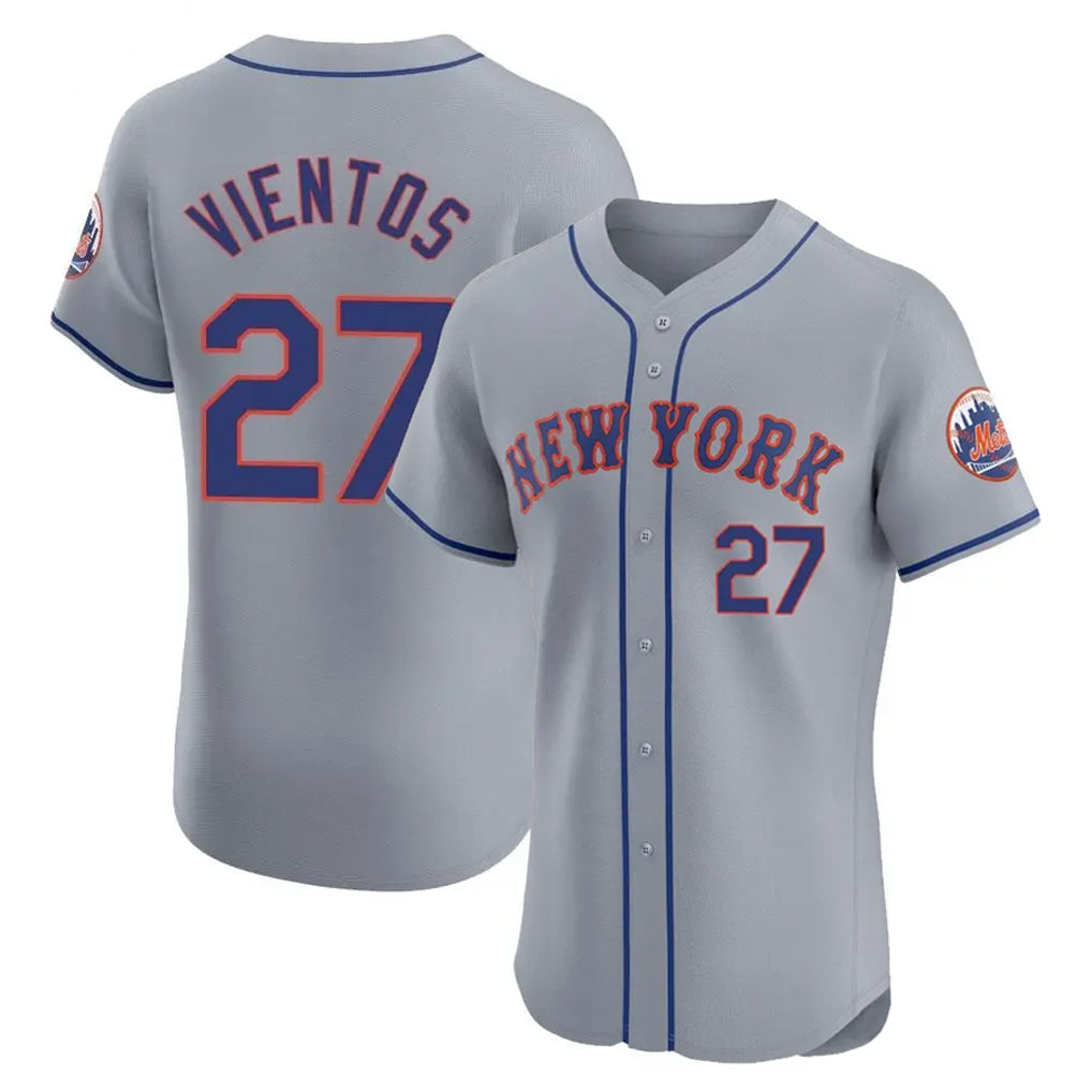 Odoa NY.Mets #27 Mark Vientos Player Gray Road Limited Elite Home Stitched Jerseys