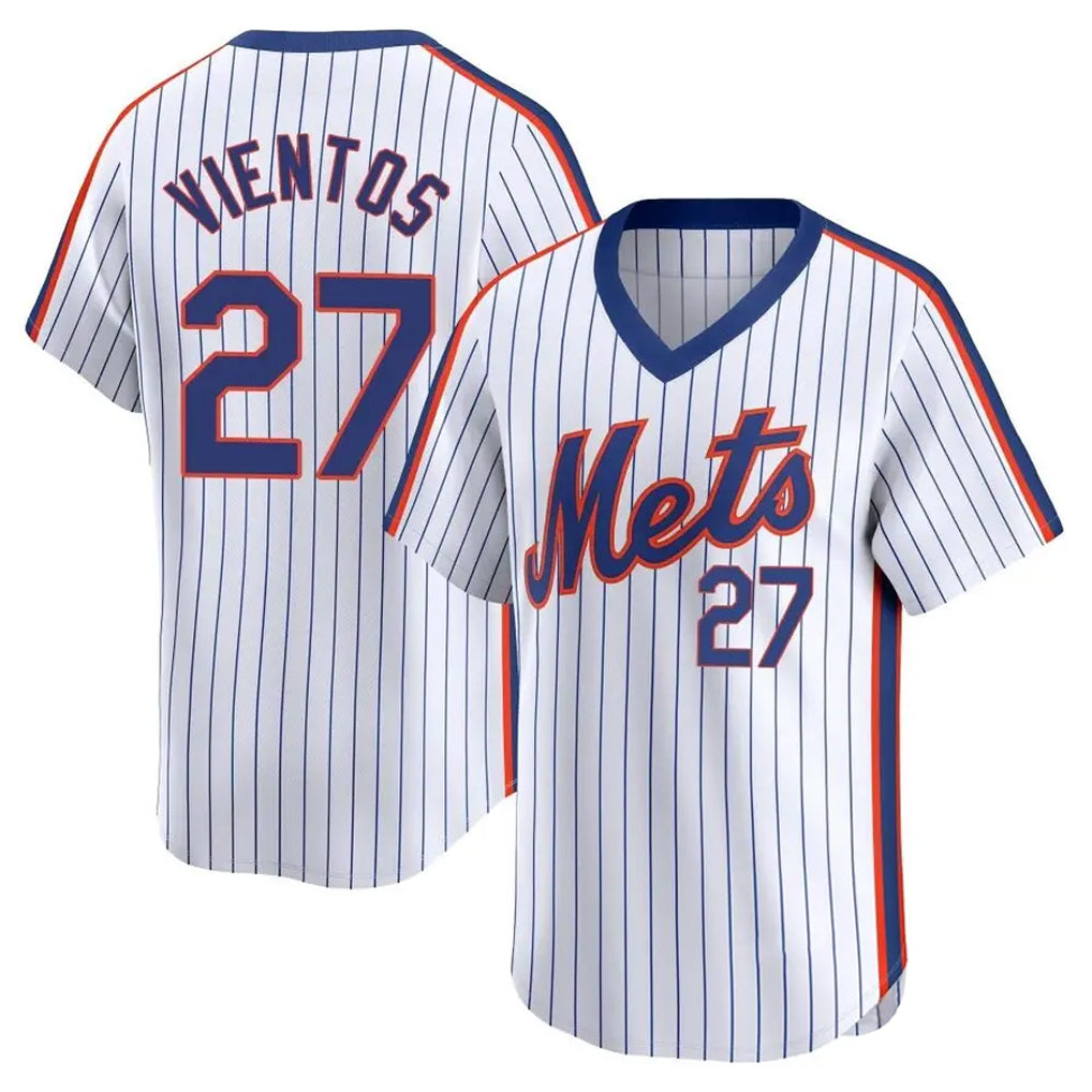 Odoa NY.Mets #27 Mark Vientos Player White Cooperstown Collection T-shirt Game Stitched Jerseys