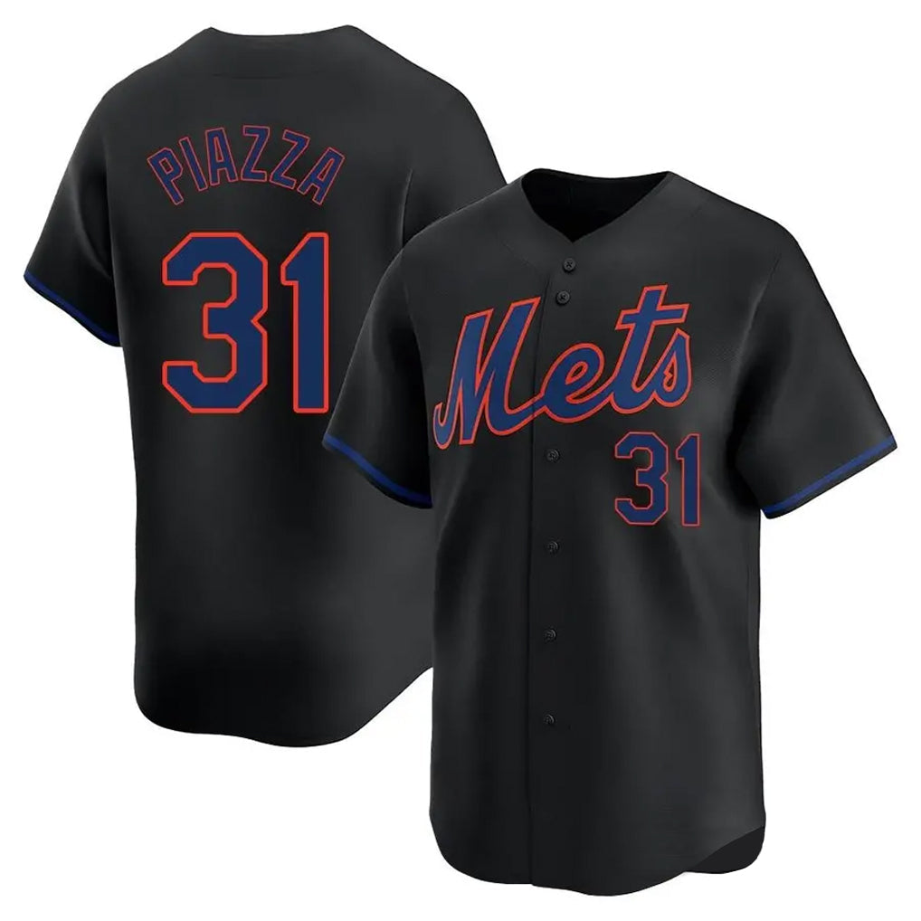 Odoa NY.Mets #31 Mike Piazza Player Black Alternate Home Limited Stitched Jerseys