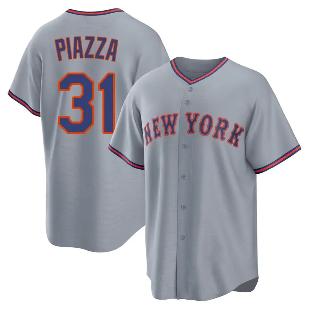 Odoa NY.Mets #31 Mike Piazza Player Gray Road Home Game Stitched Jerseys