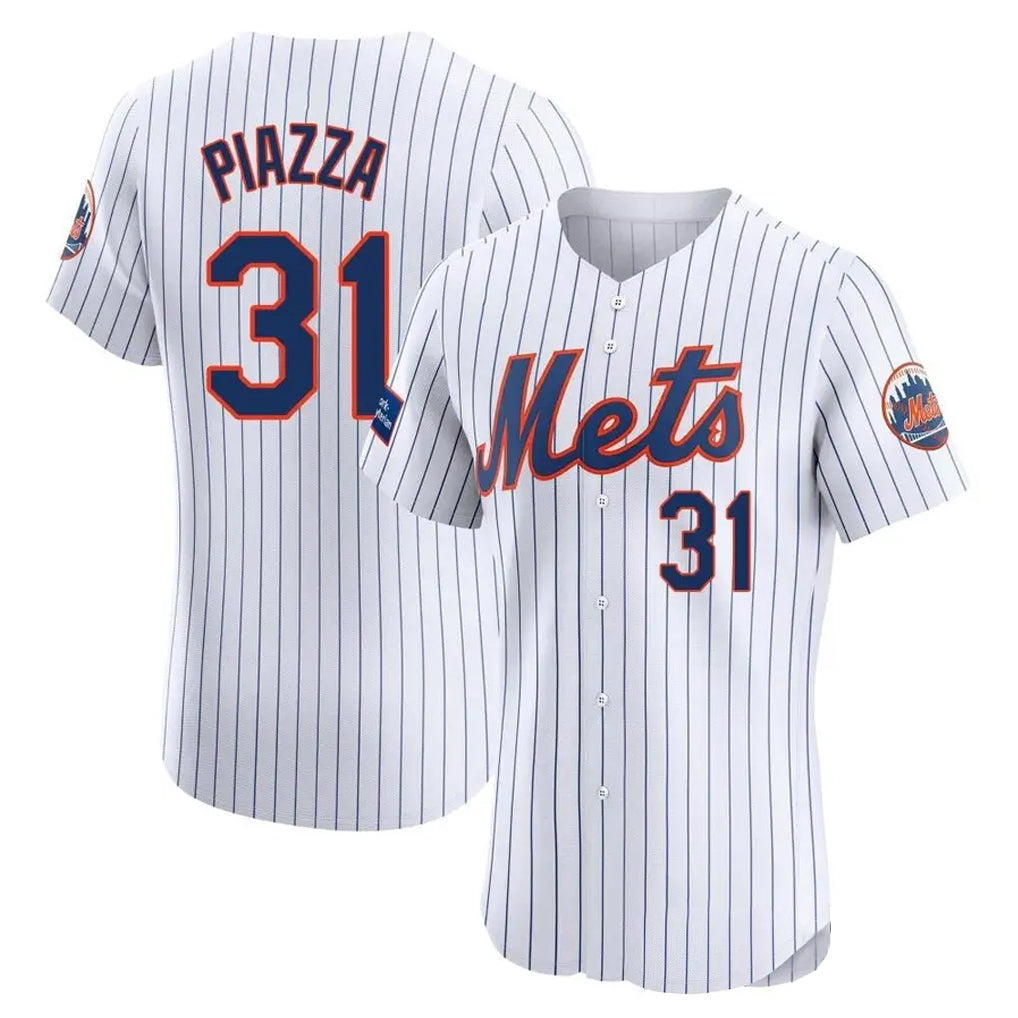 Odoa NY.Mets #31 Mike Piazza Player White Home Limited Elite Stitched Jerseys
