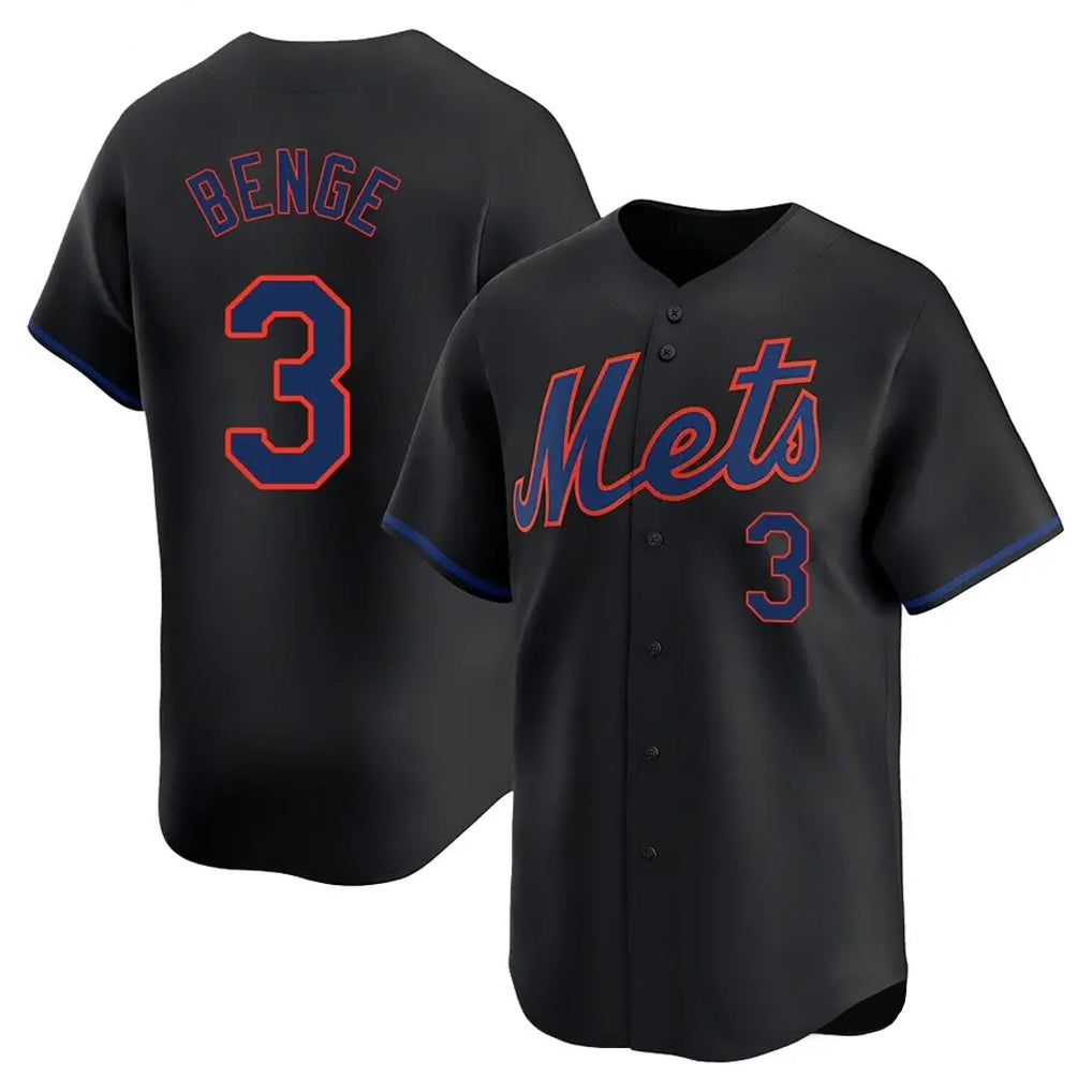 Odoa NY.Mets #3 Carson Benge Player Black Alternate Home Limited Stitched Jerseys