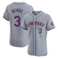 Odoa NY.Mets #3 Carson Benge Player Gray Road Limited Elite Home Stitched Jerseys