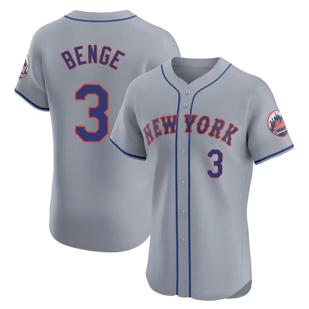 Odoa NY.Mets #3 Carson Benge Player Gray Road Limited Elite Home Stitched Jerseys