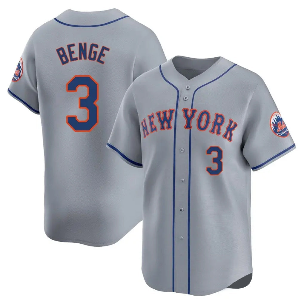 Odoa NY.Mets #3 Carson Benge Player Gray Road Limited Home Stitched Jerseys