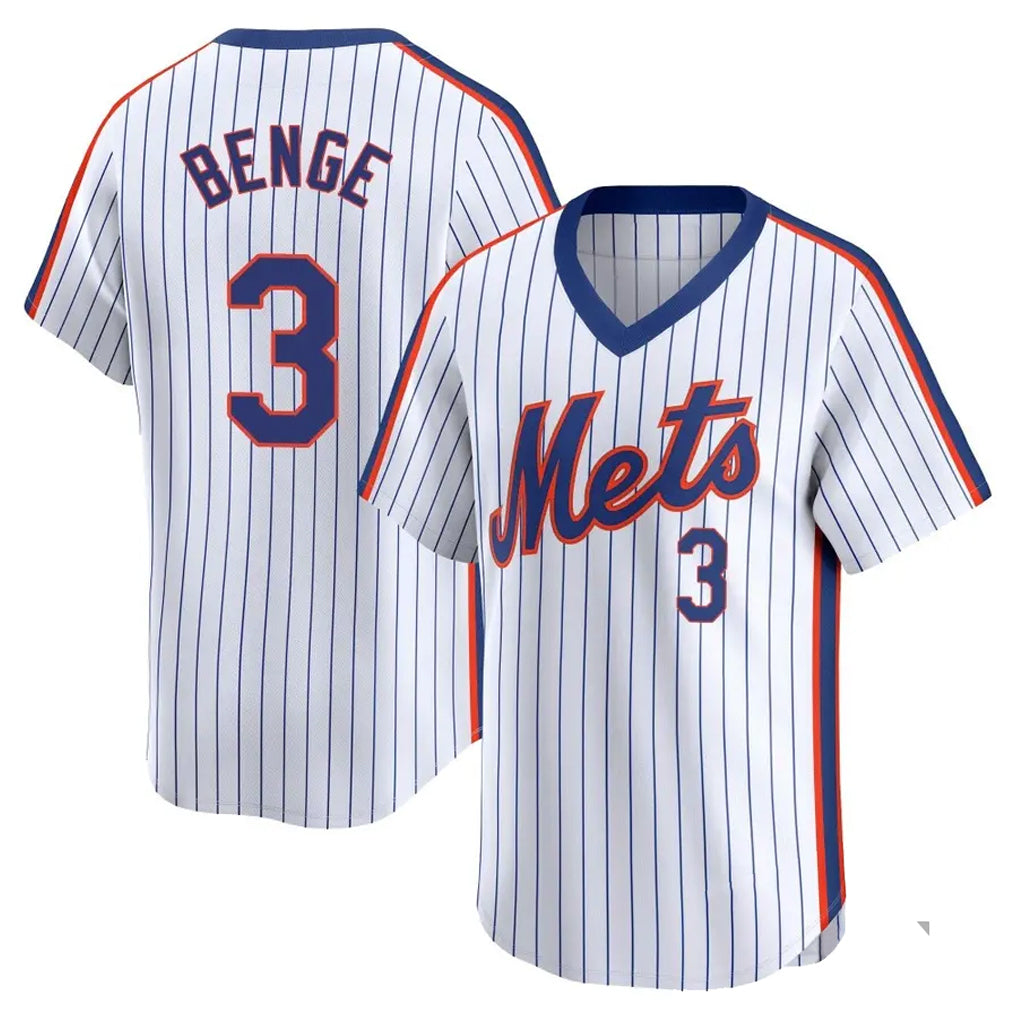 Odoa NY.Mets #3 Carson Benge Player White Cooperstown Collection T-shirt Game Stitched Jerseys