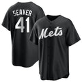 Odoa NY.Mets #41 Tom Seaver Player Black Home Game Stitched Jerseys