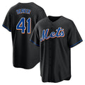 Odoa NY.Mets #41 Tom Seaver Player Black Replica Home Game Stitched Jerseys