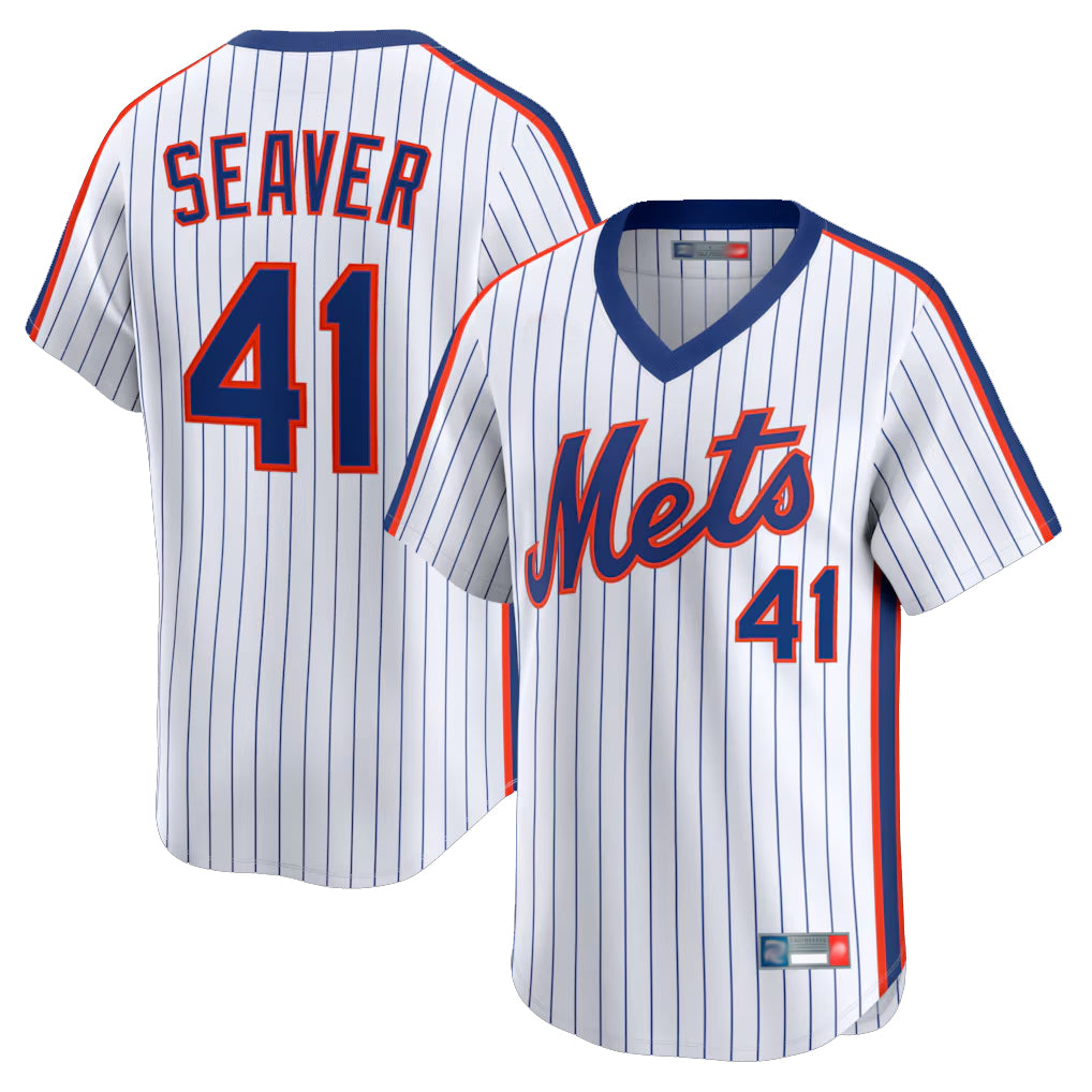 Odoa NY.Mets #41 Tom Seaver Player White Cooperstown Collection T-shirt Game Stitched Jerseys