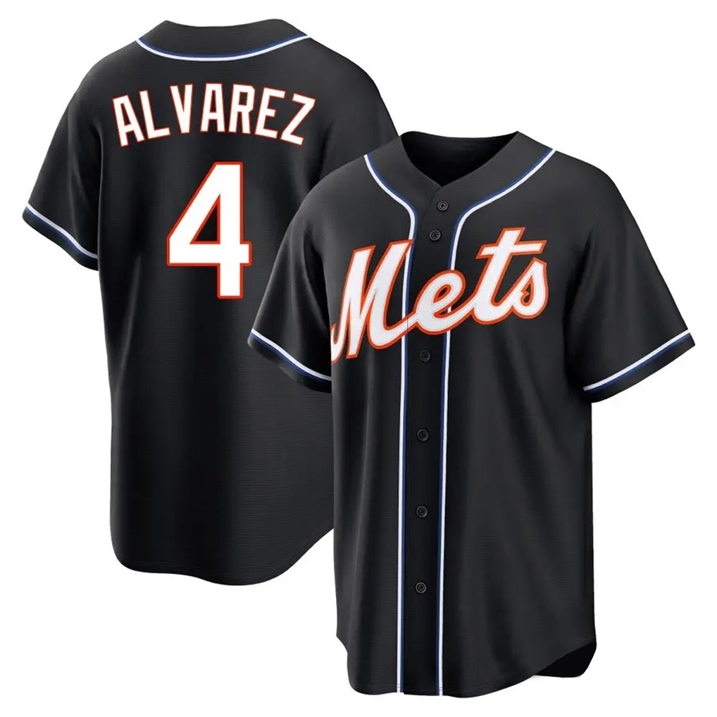 Odoa NY.Mets #4 Francisco Alvarez Player Black Fashion Out Game Stitched Jerseys
