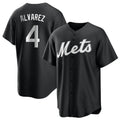 Odoa NY.Mets #4 Francisco Alvarez Player Black Home Game Stitched Jerseys