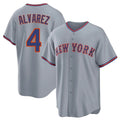 Odoa NY.Mets #4 Francisco Alvarez Player Gray Road Home Game Stitched Jerseys