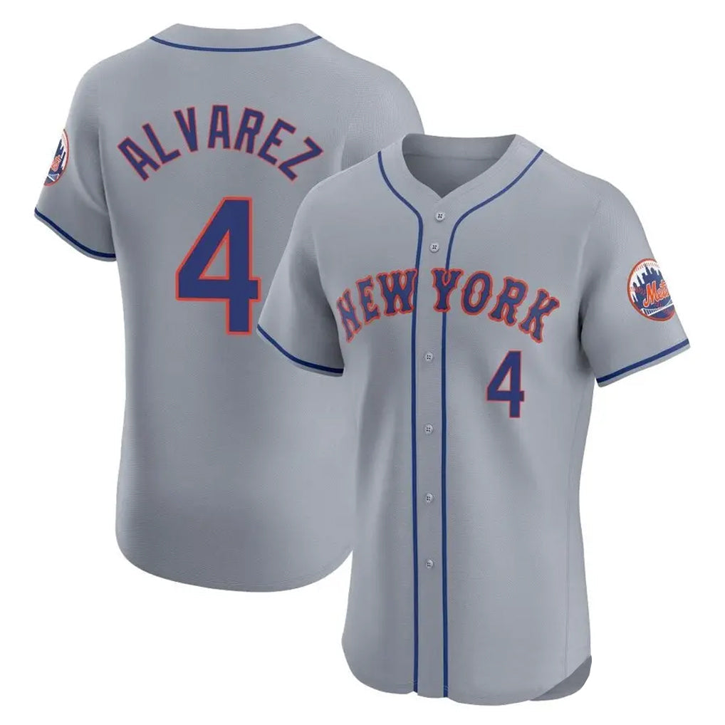 Odoa NY.Mets #4 Francisco Alvarez Player Gray Road Limited Elite Home Stitched Jerseys