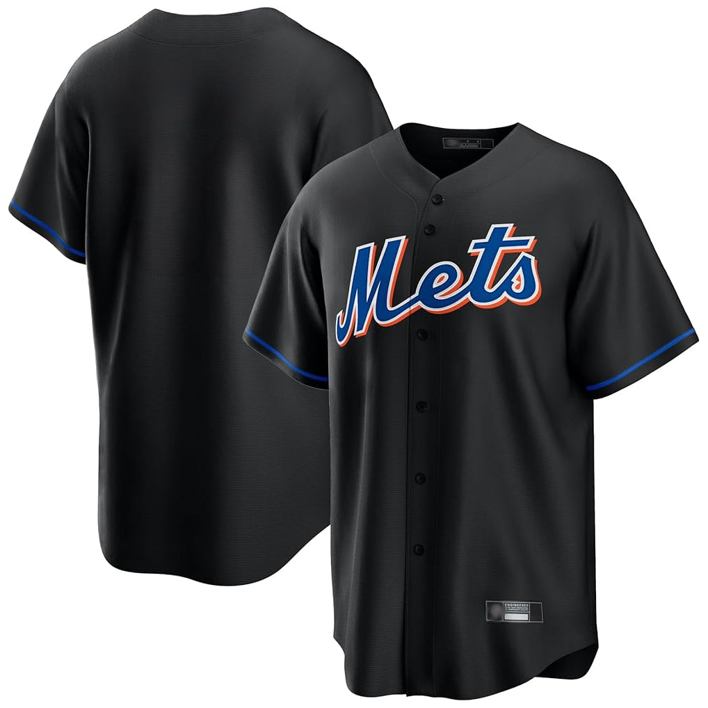 Odoa NY.Mets Blank Player Black Replica Home Game Stitched Jerseys