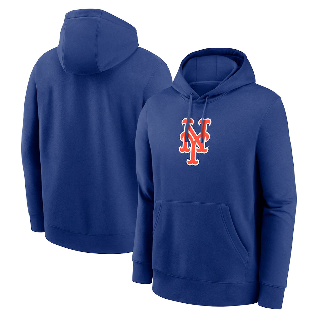 Odoa NY.Mets Blank Player Royal Logo Club Fleece Hoodie Home Stitched Jerseys