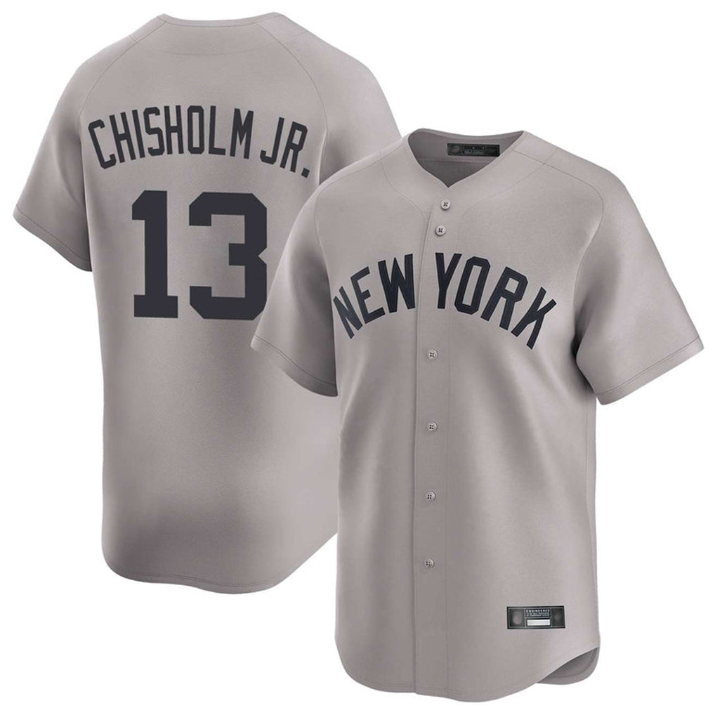 Odoa NY.Yankees #13 Jazz Chisholm Jr Player Gray Limited Home Stitched Jerseys